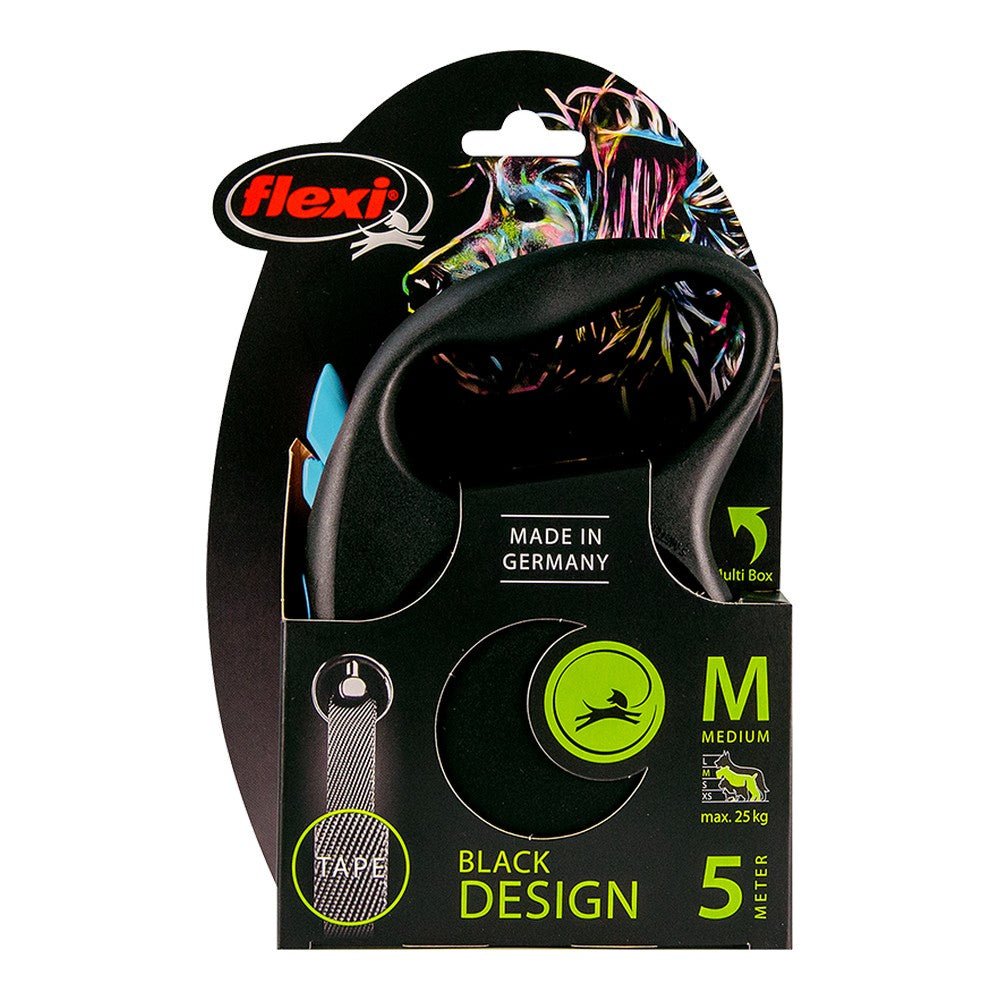 Trela Extensível Flexi Black Design 5 m — Azul, Tamanho M